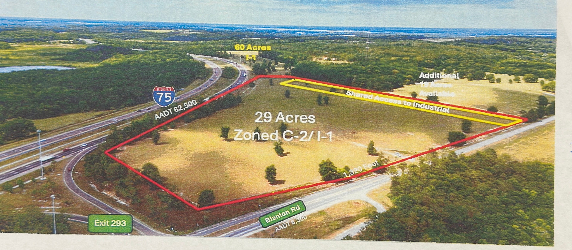 Aerial view of Blanton Road · Mixed-Use Development Site