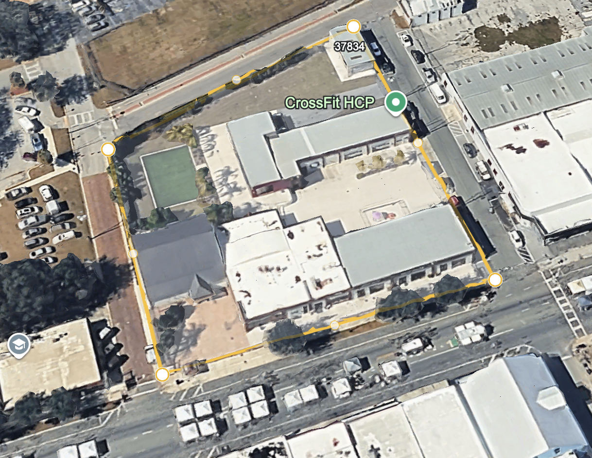Aerial view of The Block